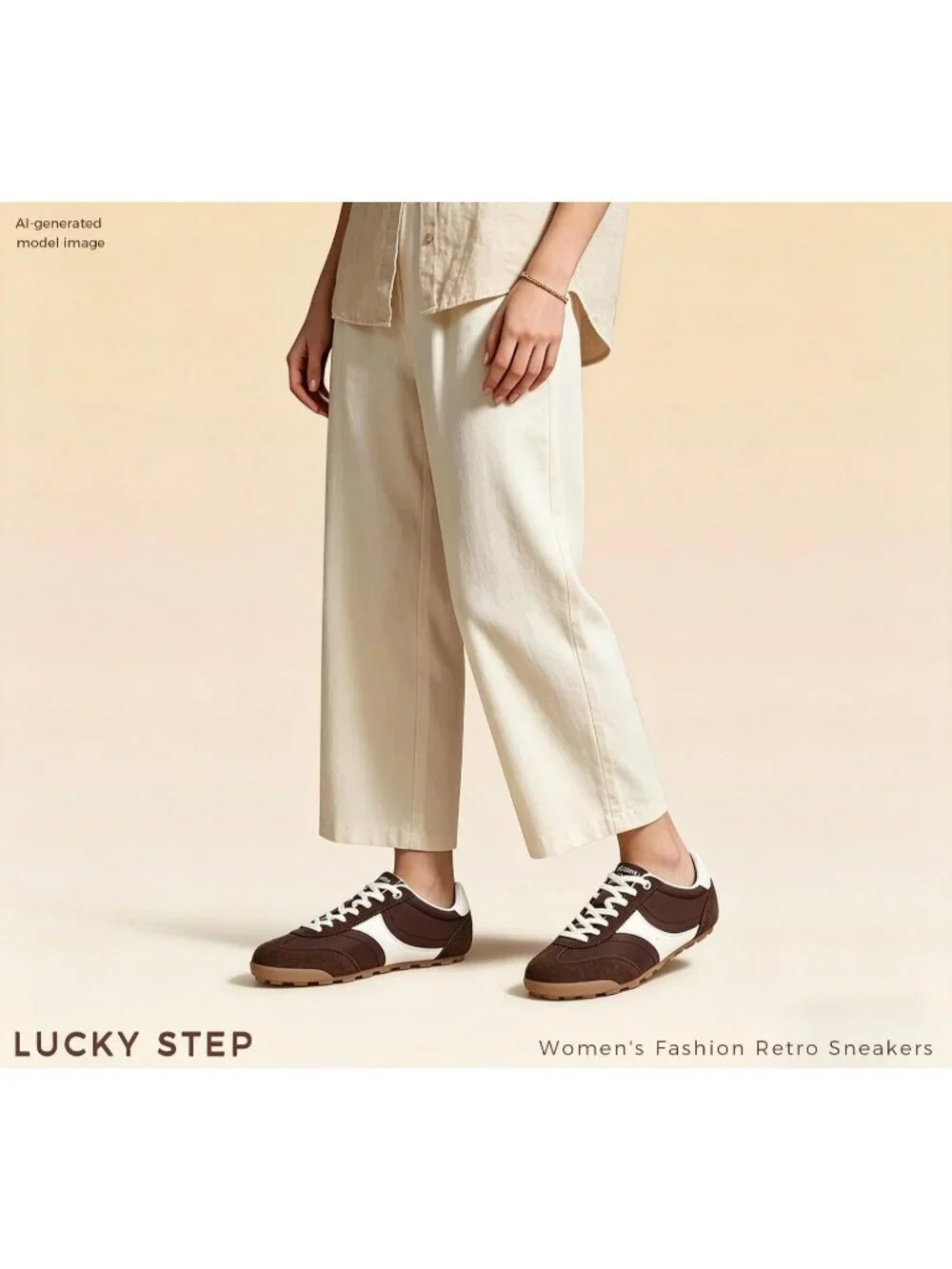 Women's Brown Retro Fashion Lightweight Non Slip Thin Sole Comfortable Sneakers